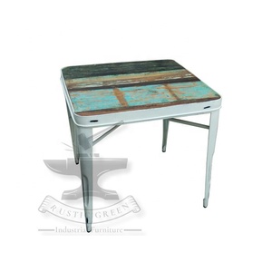 Table de restaurant industrielle en métal et bois récupéré pour le salon extérieur, l'hôtel, l'atelier de restauration - Product Image 4