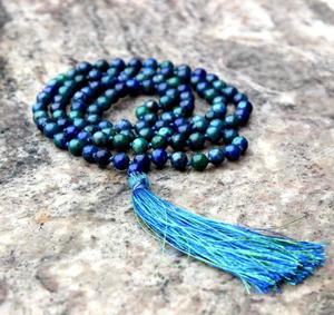 Chrysocolla 108 Yoga Mala perles noué Long collier Mala collier bijoux faits à la main - Product Image 3