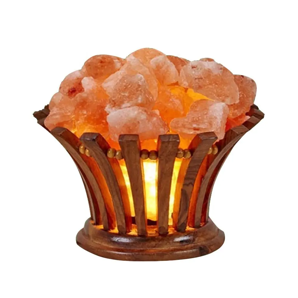 Ziet Er Geweldig 100% Originele Himalaya Rock Zout Lamp Metalen Mand Vormige Himalaya Zout Lampen