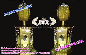 Pilares de lámpara de metal modernos para boda con marco trasero dorado, tamaño y color personalizables ligeros para decoración de boda árabe - Product Image 3