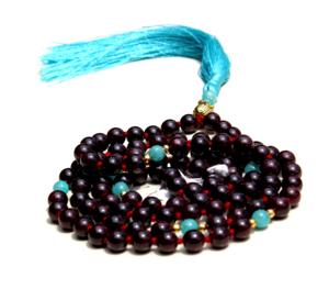 Garnet Tibetan Prayer Beads <b>Long</b> <b>Necklace</b> 108 Mala Beads - Product Image 1