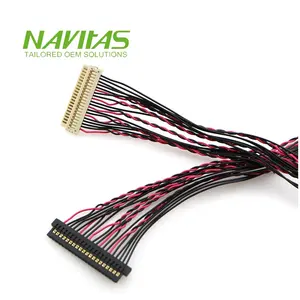 Customized HRS Connector 20 pin JAE 1.25mm Pitch Connector LVDS Cable Types Wire Harness