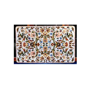 Marble Marquetry Work Gorgeous Kitchen Dining Table Top Handmade Indian Supplier Of Black Marble Pietra Dura Design Dining Table
