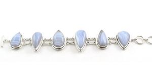 Ágata de encaje azul pulsera de plata joyería al por mayor - Product Image 4