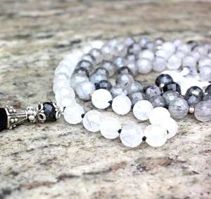 Collar Unisex Vintage chapado en oro para Yoga Mala, Cuarzo rutilado 108, cuentas de oración facetadas, Bola de ágata de Jade, fiesta de boda, Hinduismo - Product Image 5