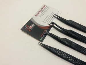 Pince à épiler d'extension de cils en acier inoxydable japonais noir plasma avec logo personnalisé Pince à épiler pointue en diamant Petite quantité minimale de commande - Product Image 3