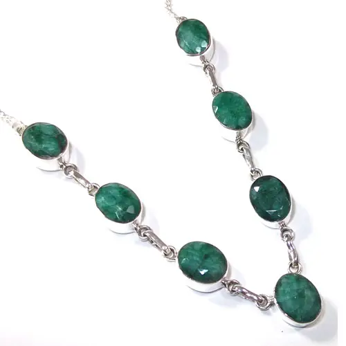 best selling 925 sterling silver necklace women pendant choker statement lariat necklace wholesale Indian emerald jewelry