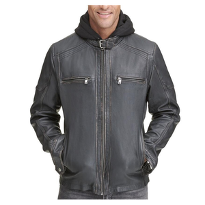 Veste de vélo en cuir véritable W Hood BikerStyle Motorcycle Jacket Classic Real Leather Fashion Jacket - Product Image 1