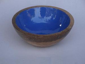 Tazón de madera de mango moderno con esmalte seguro para alimentos en color azul, otros tamaños y formas disponibles, vajilla, cuencos para servir, ensaladeras - Product Image 4
