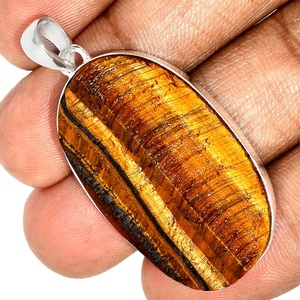 925 solide Sterling oeil de tigre pierres précieuses bijoux fins pendentif mode pendentif Antique pendentif pour les femmes grossiste en argent - Product Image 1