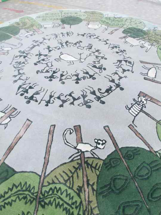 Luxury Anti-Slip Wool Hand Tufted Modern Rug Indian Folklore Forest Scene Decorative Pet Area Rugs Sets for Office Living Hotel