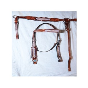 Premium 100% Leather Western Head Stall & Breastplate Productos para caballos totalmente personalizados - Product Image 6