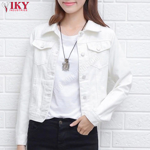 เสื้อแจ็กเก็ตยีนส์แฟชั่นสำหรับผู้หญิง,เสื้อโอเวอร์โค้ทยีนส์สั้นเสื้อแจ็กเก็ตสตรีเสื้อคอปกพับลงเข้ารูปปี2019 - Product Image 4