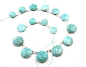 Fait à la main 1 brin AAA Grade naturel Amazonite pierres précieuses perles de haute qualité à facettes ronde pièce forme Briolette couleur verte - Product Image 1