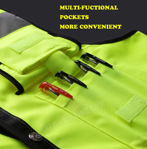 Chaleco de seguridad reflectante de alta visibilidad para hombre, Logo y etiqueta personalizados, con múltiples bolsillos - Product Image 4