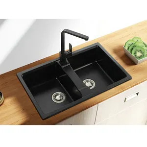 高品质石英厨房水槽/黑色石头厨房水槽/双碗厨房水槽