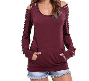 ขายส่งผู้หญิงที่มีสไตล์แขนยาวO-คอลำลองผู้หญิงเสื้อยืดท็อปส์คอลเลกชันจากบังคลาเทศ - Product Image 4