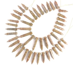 Haute Qualité 1 Brin Naturel Brun Agate Gemme Facettes Brioletet Perles Pointu Crayon Forme En Gros - Product Image 5