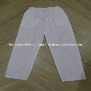 Pijamas de Algodón Blanco de la India, Pantalones Casuales Transpirables de Verano - Product Image 1