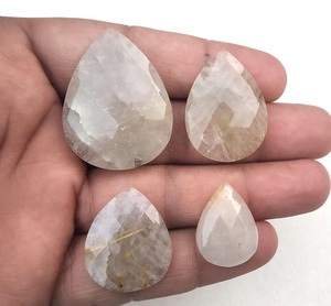 Cabochons en vrac en forme de poire lisse en forme de pierre précieuse en vrac pour la fabrication de bijoux enveloppés de fil de Quartz en cristal - Product Image 1