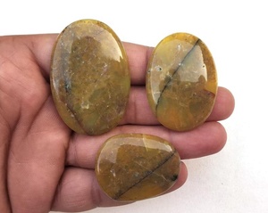 3pcs Aventurine jaune naturelle Pierres précieuses en vrac de qualité incroyable Cabochons lisses pour la fabrication de bijoux faits à la main - Product Image 4