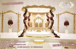 Magnifique grand mariage Mandap en bois avec produit de décorations de mariage dynamique à l'aspect fluorescent - Product Image 2