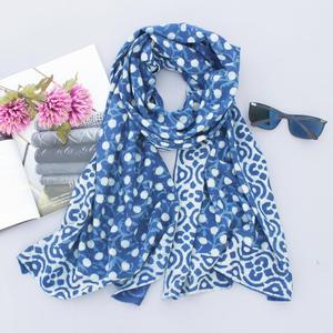 Bufanda de rayón de diseñador para mujer, estampado Indigo dahu, venta al por mayor, Dupatta, 20x72 pulgadas - Product Image 1