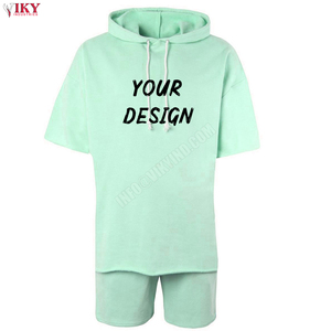 Pantalones cortos personalizados para hombre, Sudadera con capucha y mangas, logotipo personalizado, precio competitivo, chándal polar, venta al por mayor, diseño superior, chándal, pantalones cortos de gimnasio - Product Image 4