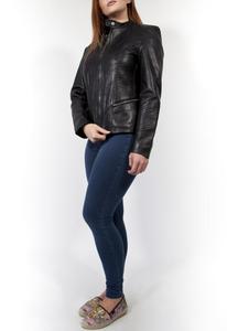 Chaqueta de cuero de motorista con diseño de cremallera personalizada de alta calidad para mujer, ropa de calle de piel de oveja, chaqueta de carreras con ajuste a la moda - Product Image 5