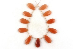 Cuentas de Briolette en forma de pera, piedra Natural de jaspe de Coral de manzana, tamaño de 1 hilo, facetadas, fabricación india - Product Image 2