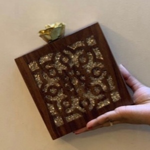 Bolso de Mano de Madera Hecho a Mano, Estilo Cuadrado, Bolsos de Madera, Bolso de Mano Indio para Mujer, Hermoso Bolso de Mano para Mujer, Bolsos de Hombro - Product Image 4