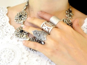 Pouf uomo impero argento re autentico tubo largo Design storico uomo anello antico modello - Product Image 3