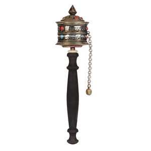 ล้อมือถือศาสนาพุทธแบบทิเบตขนาดเล็กทำจากโลหะทองเหลืองทางศาสนาแบบพกพา - Product Image 6