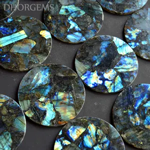 Fatia de cristal Labradorite pedra preciosa pedra preciosa bebida coaster coaster coaster pedra pedra preciosa fatia talheres ware bebida mat