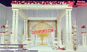 ชุดงานแต่งงาน Mandap แบบหรูทำจากใยไฟเบอร์สีขาวสีทองสำหรับงานแต่งงานของชาวอินเดีย - Product Image 3