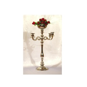 Hot Vantage Moderne En Laiton Style Moderne 5 Bras Bougeoir En Cristal avec Vase Bol Fait À La Main Fantaisie Indien Classique Candélabre - Product Image 2