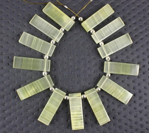 Cuentas de Briolette de forma rectangular, 1 hilo facetado, Gema de ágata verde Natural, fabricación de joyas al por mayor - Product Image 3