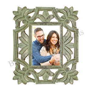 Low MOQ Wholesale Customizable <b>4x6</b> MDF Wood <b>Photo</b> <b>Frame</b> Hand Carved Antique Green Rustic Style Home Decorative <b>Frame</b> Supplier - Product Image 1