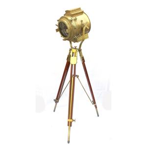 Acabado antiguo Hollywood Search Spot Light Trípode de madera Base Soporte Hogar Oficina Restaurante Decoración Bodas Navidad Metal - Product Image 5