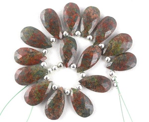 Haute qualité à la main Briolette à facettes poire vert naturel Unakite jaspe perles de pierres précieuses pour la fabrication de bijoux en gros - Product Image 4