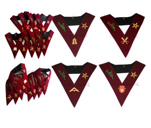 Tablier maçonnique en cuir et tissu brodé à la main avec col à 14 degrés AASR - Product Image 2