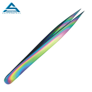 Pinzas para cejas con revestimiento de arcoíris personalizado de calidad profesional, extensión de pestañas, moldeador de cejas, manicura, Punta puntiaguda de belleza - Product Image 1