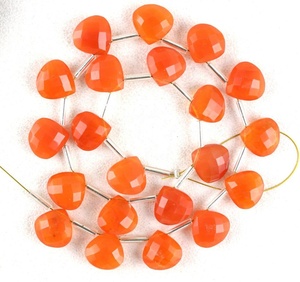 ลูกปัด Briolette รูปหัวใจ1เส้น,ลูกปัดคาร์เนเลียนธรรมชาติทำเครื่องประดับแบบด้านสวยงาม - Product Image 1