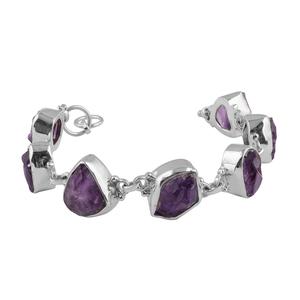 925 Sterling Sliver Amethyst Rough Stone <b>Bracelets</b> - Product Image 1