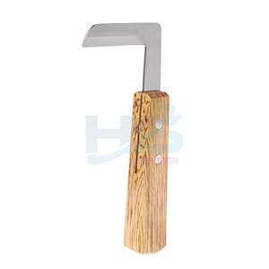 Couteau à sabot couteau à sabot en forme de L manche ergonomique pour chevaux d'élevage couteaux à sabot à bord unique gauche/droite/manche en bois - Product Image 1