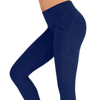 Blue high waist yoga leggings / pants with pockets