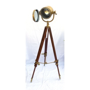 Antique pour Hollywood Trépied en bois en acier inoxydable, métal, décor de bureau à domicile, spot lumineux pour Noël et Halloween - Product Image 5