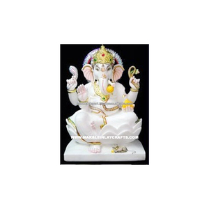รูปปั้นพระพิฆเนศแกะสลักด้วยมือจากหินอ่อน - Product Image 1