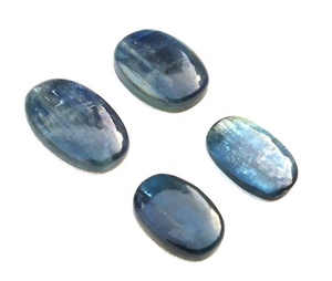 Haute qualité 4 pièces naturel bleu cyanite pierres précieuses en vrac Cabochons lisses en forme ovale pour fil enroulé bijoux perles - Product Image 5