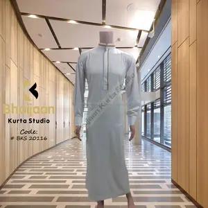 2019 New design Arab Long Sleeve Muslim men's clothing abayas wholesale high quality men thobe YM052